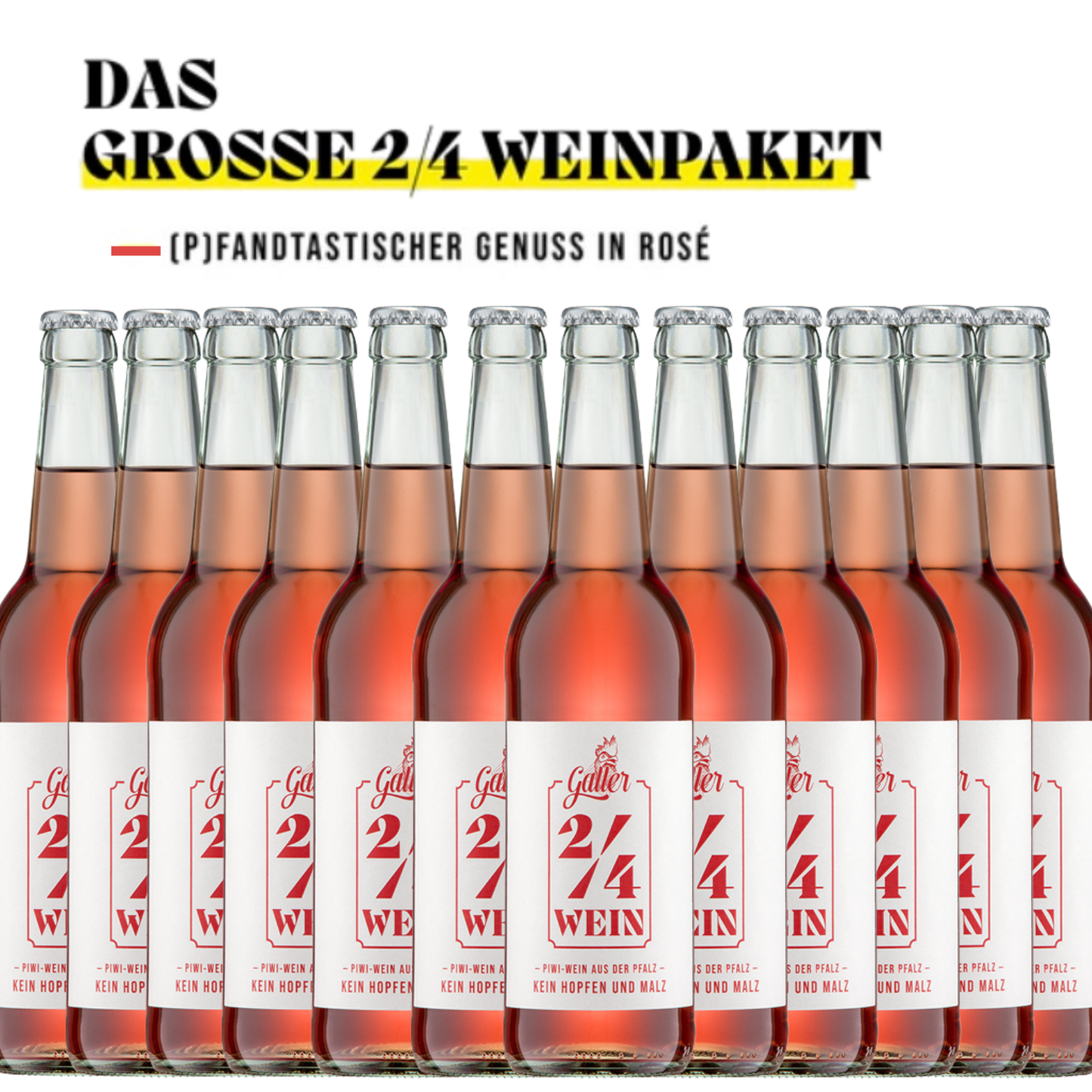 Großes 2/4 Rosépaket mit 12 Flaschen x 0,5l